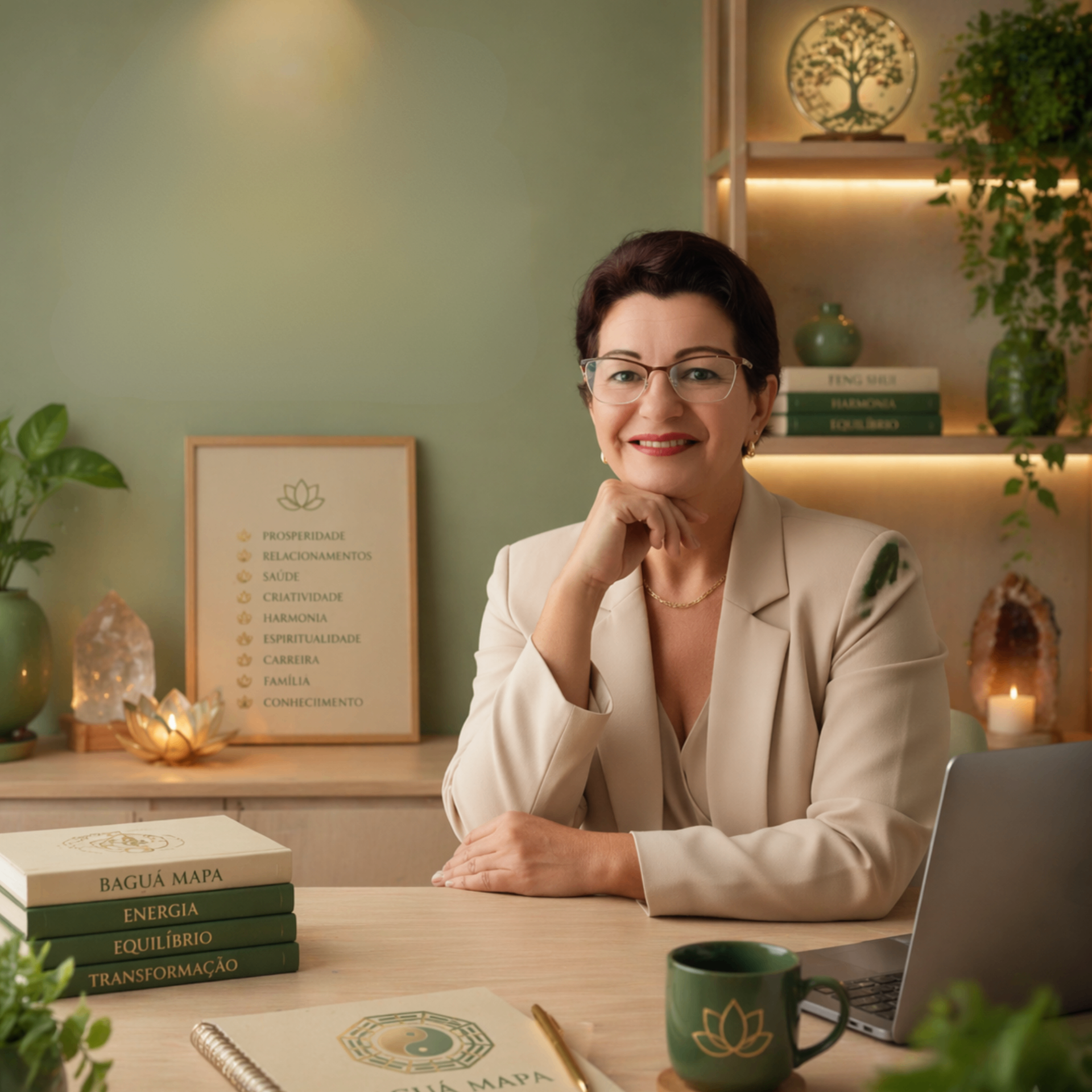 Mary Ortiz — Especialista em Feng Shui e transformação de vida, em seu escritório